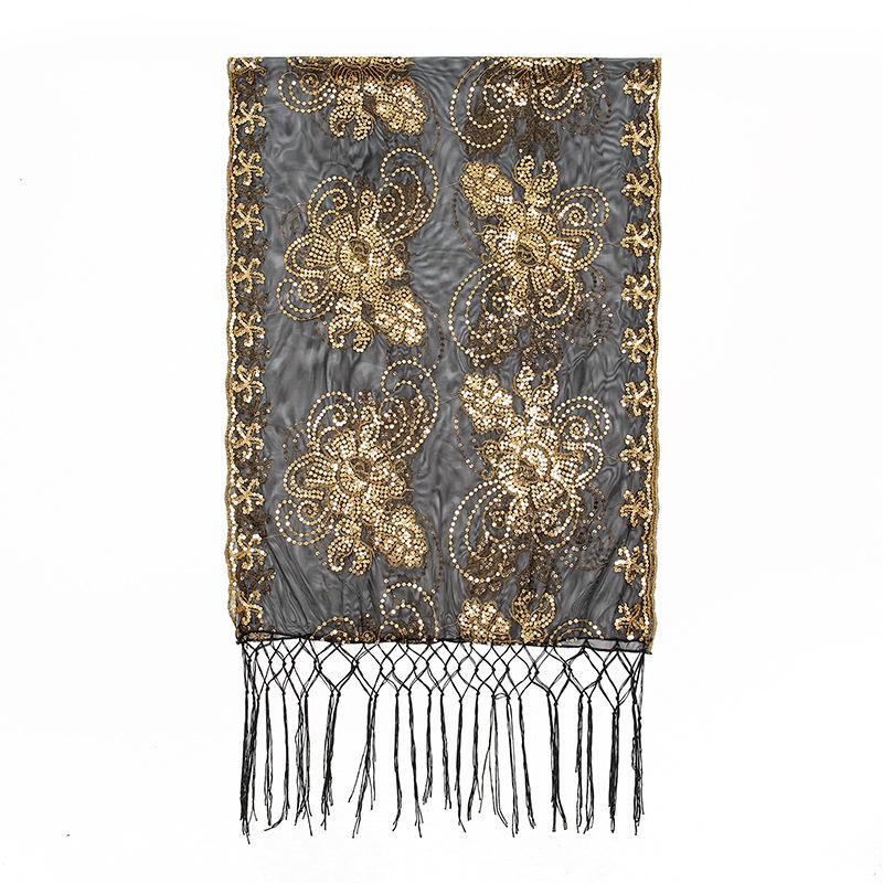 New Sequined Peacock Tassel Embroidered Long Scarf for Women  Fashionable and Versatile National Style Shawl Thin Silk Scarf