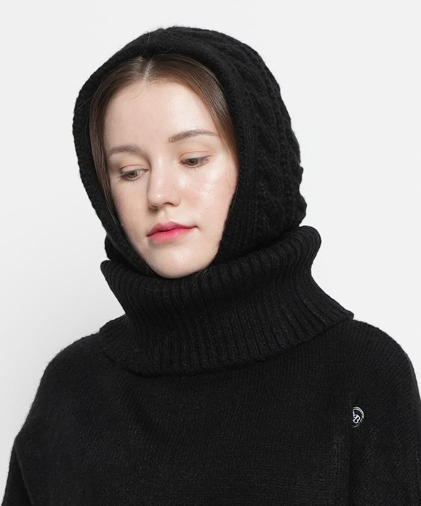 THE-ABON Unisex Twister Knit Balaclava Black