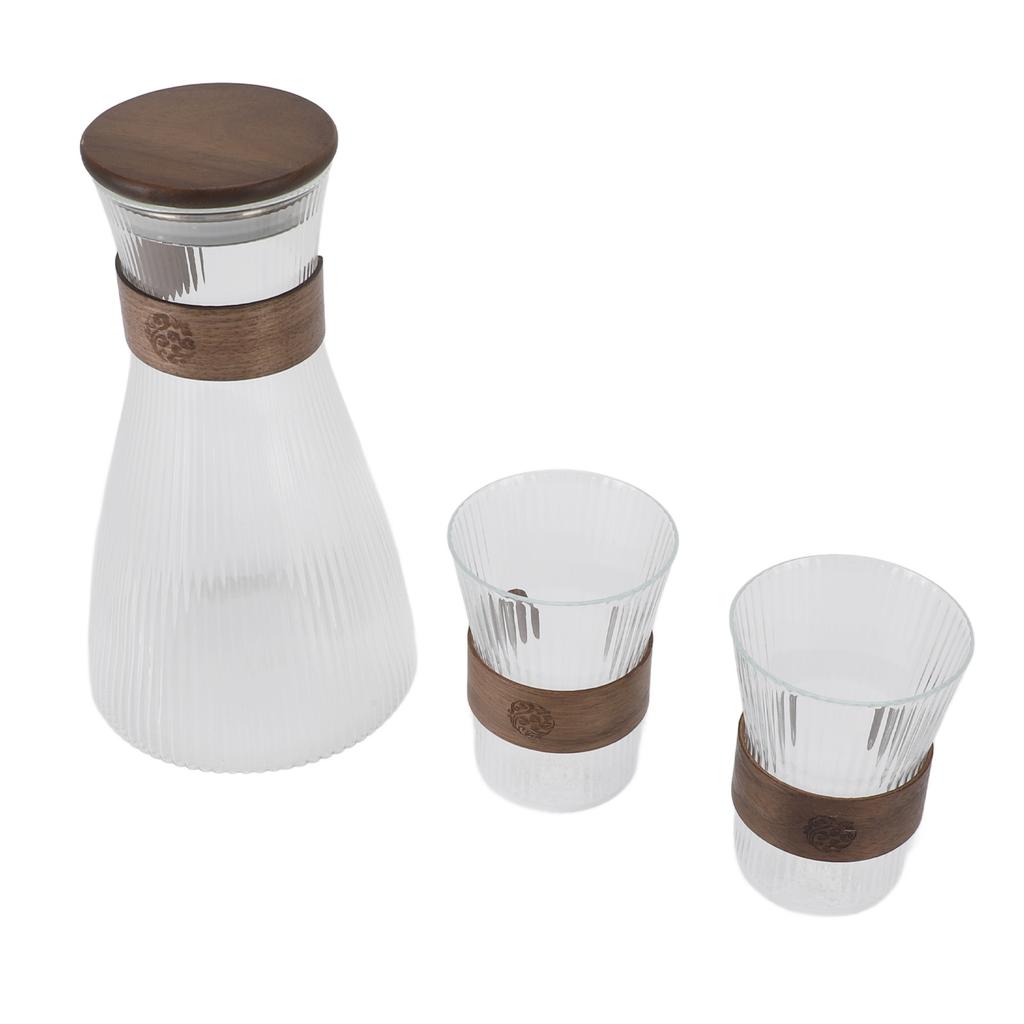 Kapaklı Yatak Başı Sürahi ve 2 Cam Bardak Seti 1600ml 300ml Isıya Dayanıklı Soğuğa Dayanıklı Yüksek Borosilikat