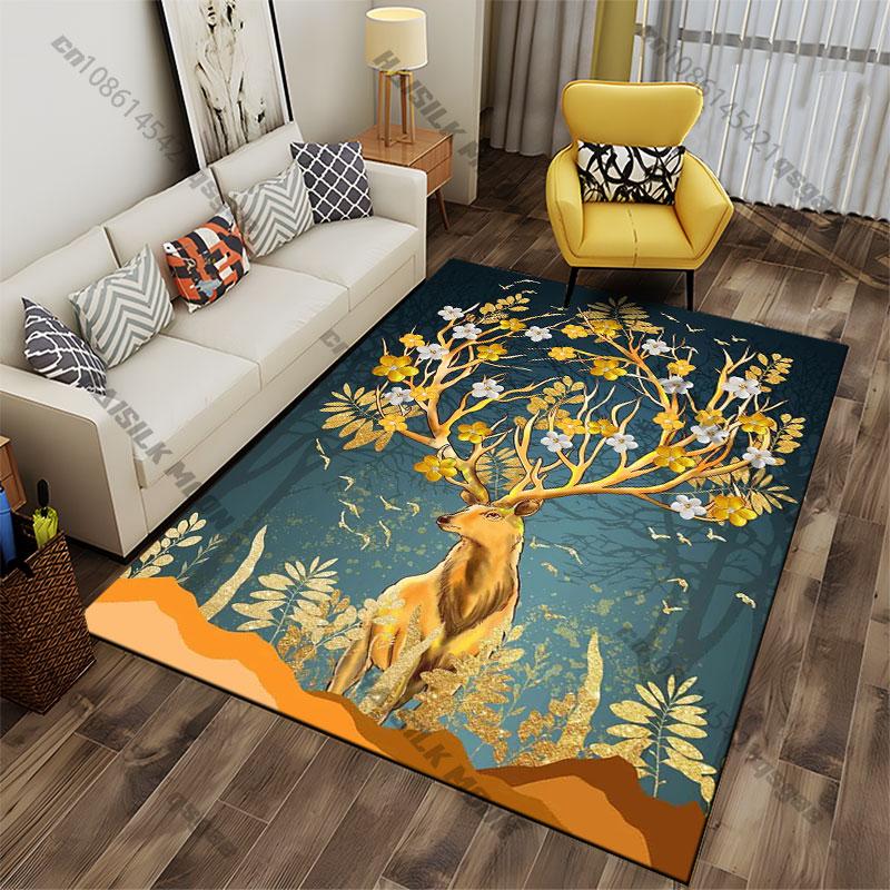Nature harmony with majestic deer carpet Yoga living room room decor children's crawling mat doormat area rug games mat