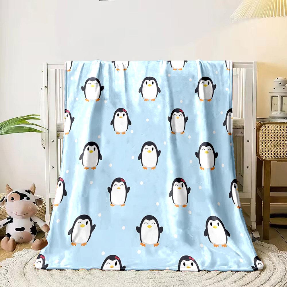 Süßes Pinguinmuster Decke bedruckte Decke weich und gemütlich perfekt für das Wohnzimmer Bett Sofa oder einen Mittagsschlaf, Geschenk