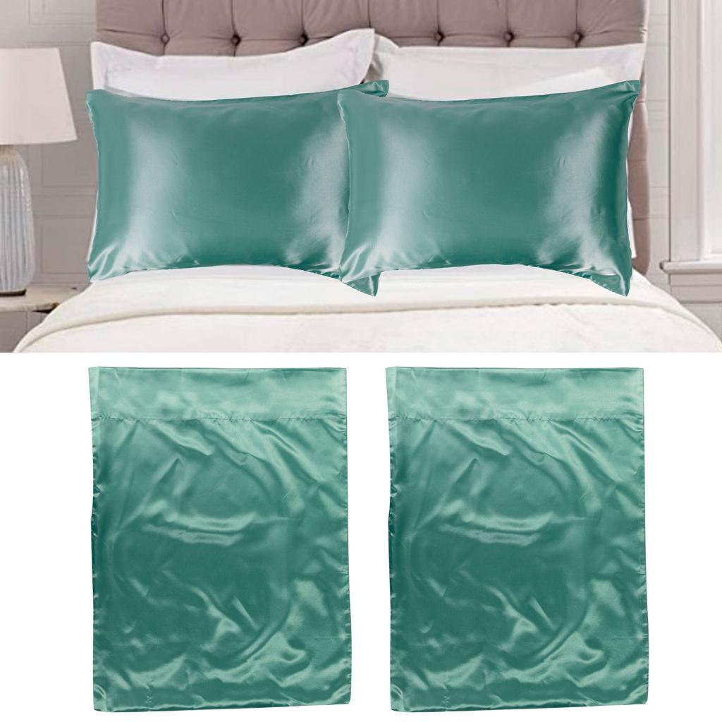2pcs 75 X 150D Satin Pillowcase Soft Pillow Cover With Envelope Sealed Beddings Vert