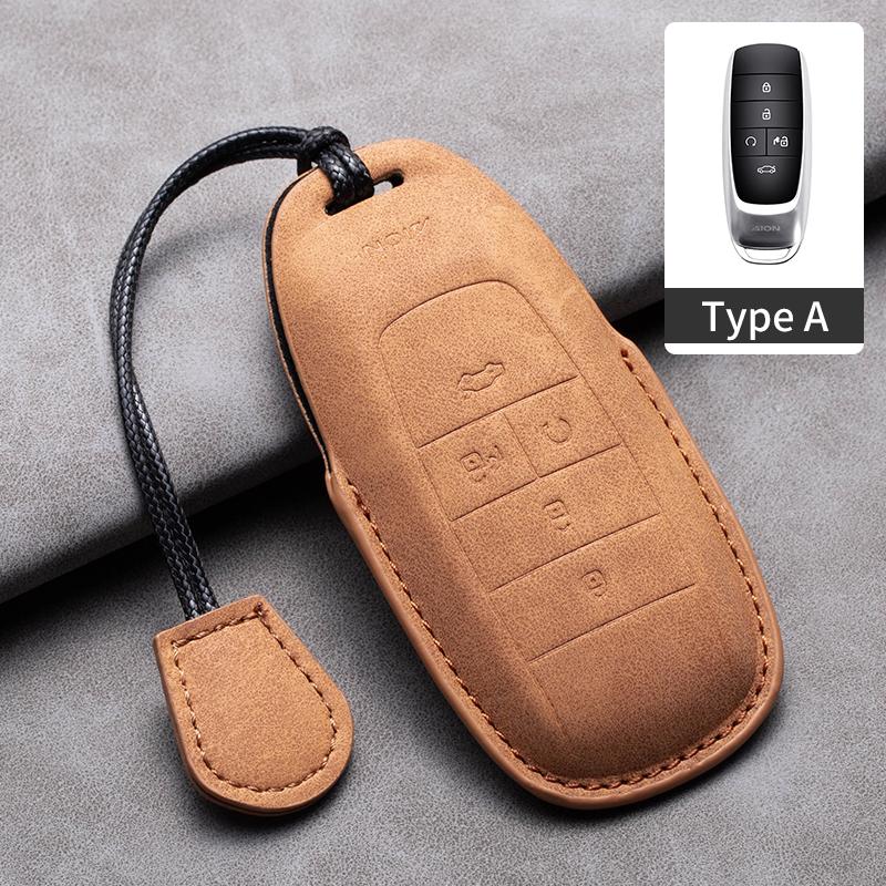 Leather Car Key Case Full Cover Remote Shell For Gac New Energy Trumpchi Aion S ION V Y LX and Mitsubishi Airtrek EV Accessories