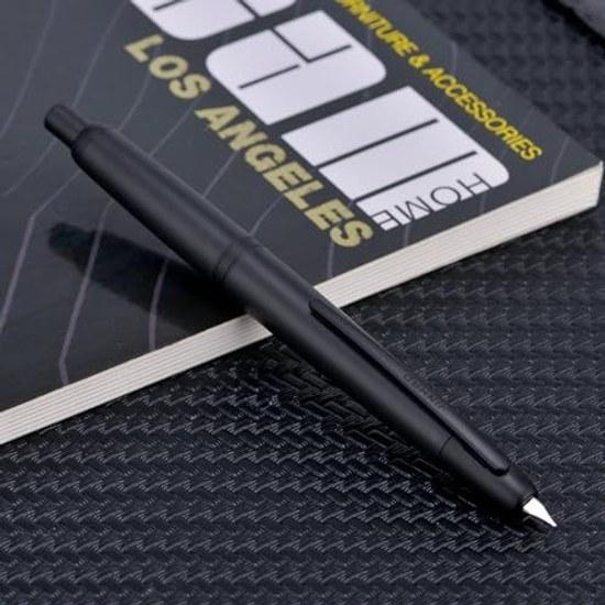 Jinhao 20 Press Fountain Pen Matte Black Retractable Extra Fine Nib Ink Converter Set (Black Clip)