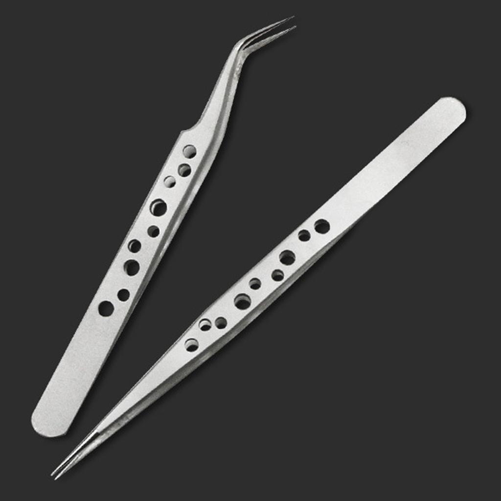 5x Anti-static ESD Stainless Steel Tweezers Maintenance Tools Industrial Precision Curved Straight Tweezers Repair Tools