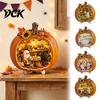 Decorative Holiday Shelf Accents Halloween Ghost Pumpkin Tabletop Sign, Wooden House with Mini Small Indoor Thanksgiving Displays Scene, Fall Harvest