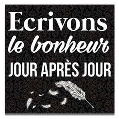 [Q3171] - Toile créateur 'Citations' noir (Ecrivons le bonheur jour après jour) - 28x28 cm