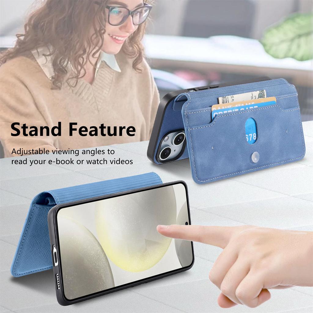For Samsung Galaxy S25+ Leather Case CASENEO Cross Texture Detachable Magnetic Phone Cover Wallet Stand