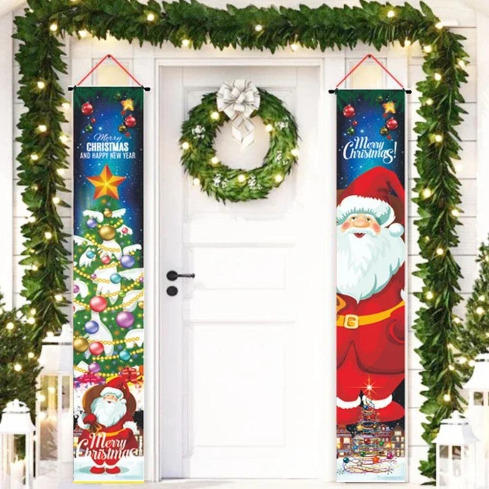 Christmas Door Hanging Banner Santa Claus Snowman Walnut Guards Merry Christmas Door Ornament Decoration New Year