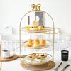 Gold-Trimmed 3-Tier Ceramic Dessert Stand