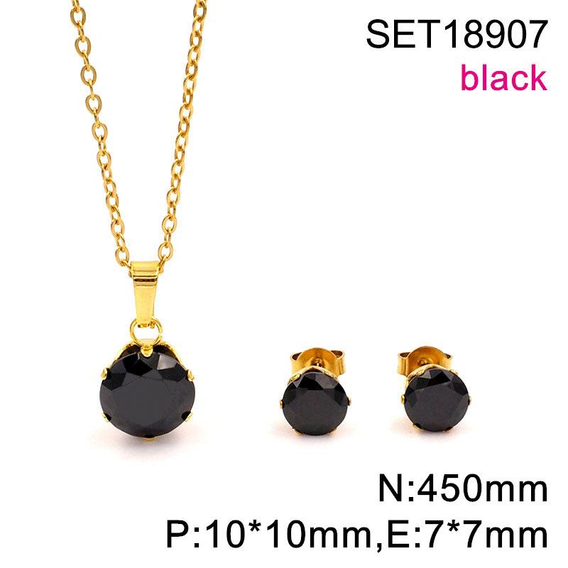 Popular in Europe and The United States, Round Color Zircon Titanium Steel Set, Versatile Exquisite Women's Collarbone Chain Earrings, Versatile 2026