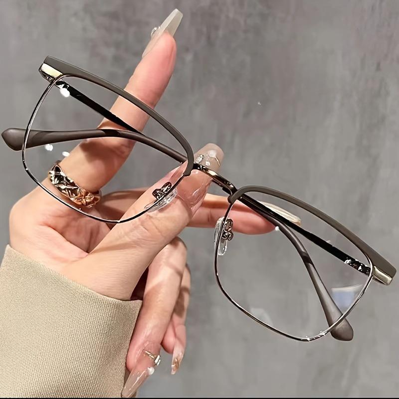 Light Weight Half-Frame Round Clear Lens Glasses Metal Frame Computer Spectacles for Women and Men