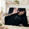 Cool Leather Jacket Peace Sign Portrait Flannel Printed Blanket Comfortable Skinfriendly Throw Blanket For Living Room Air Conditioner Room Home Decor