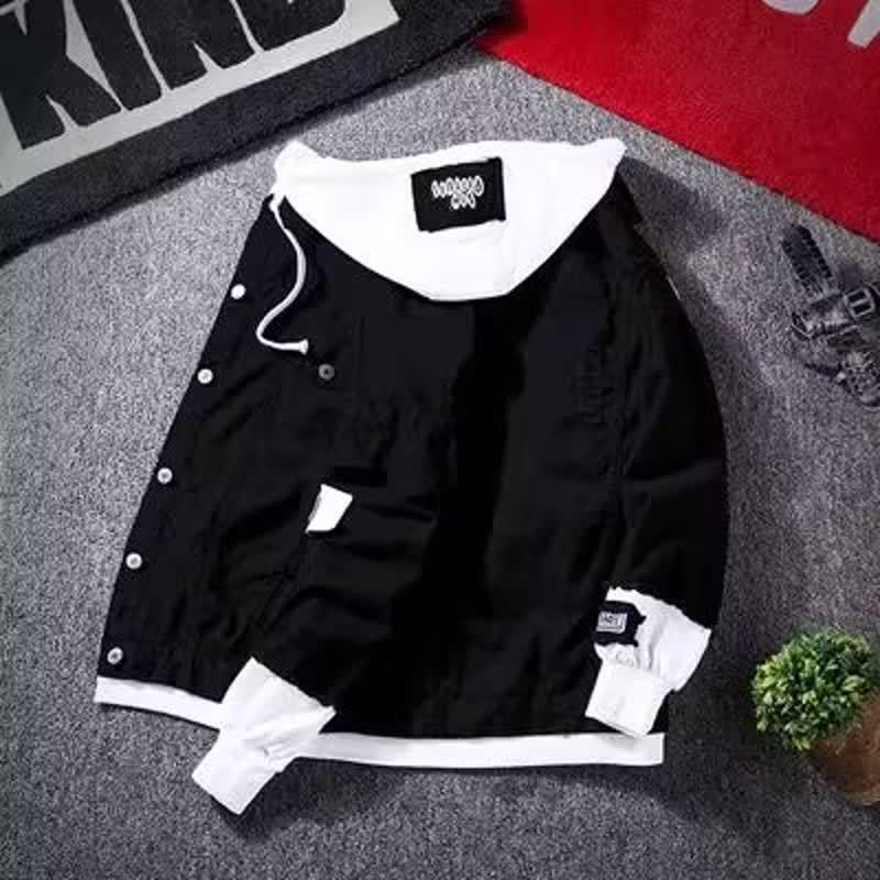 

Men s Trendy Patchwork Denim Baseball Jacket - Korean Style, Versatile for Couples, Spring/Autumn Collection 2XL чорний