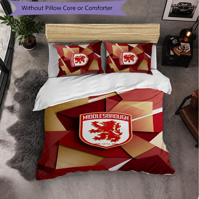 Middlesbrough FC Themed Bedding 3Pcs Duvet Cover Set Decorative Bed Linen For Teen Room Home Decoration