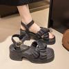 Platform sandals women wear 2025 summer new wedge heel fashion shoes Internet celebrity word with fairy beach shoes