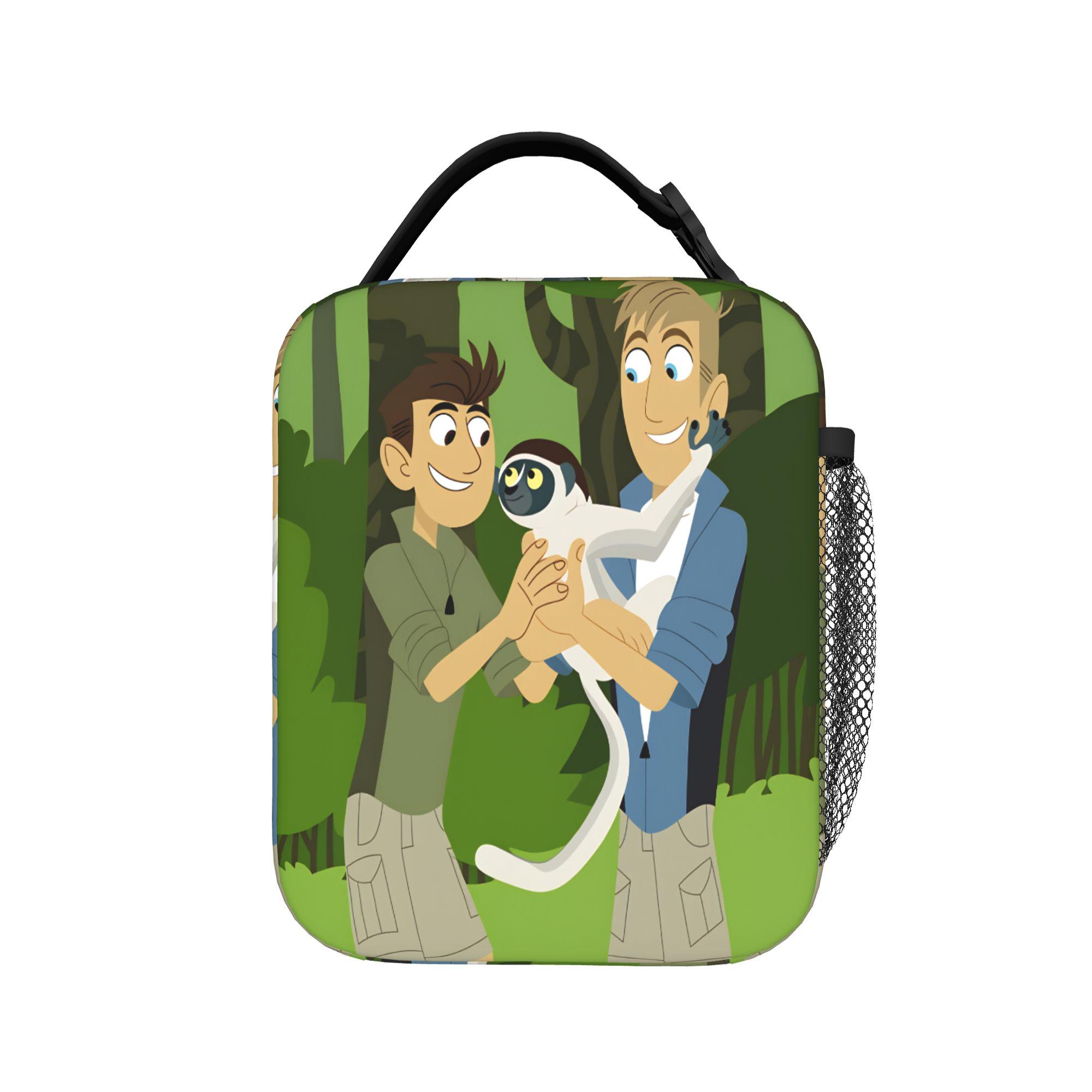 Wilds Kratts Lunchtas Casual Lunchbox Picknick Draagbare Geïsoleerde Thermische Tote Handtassen Voor Meisjes Waterdichte Print Koeltas as picture