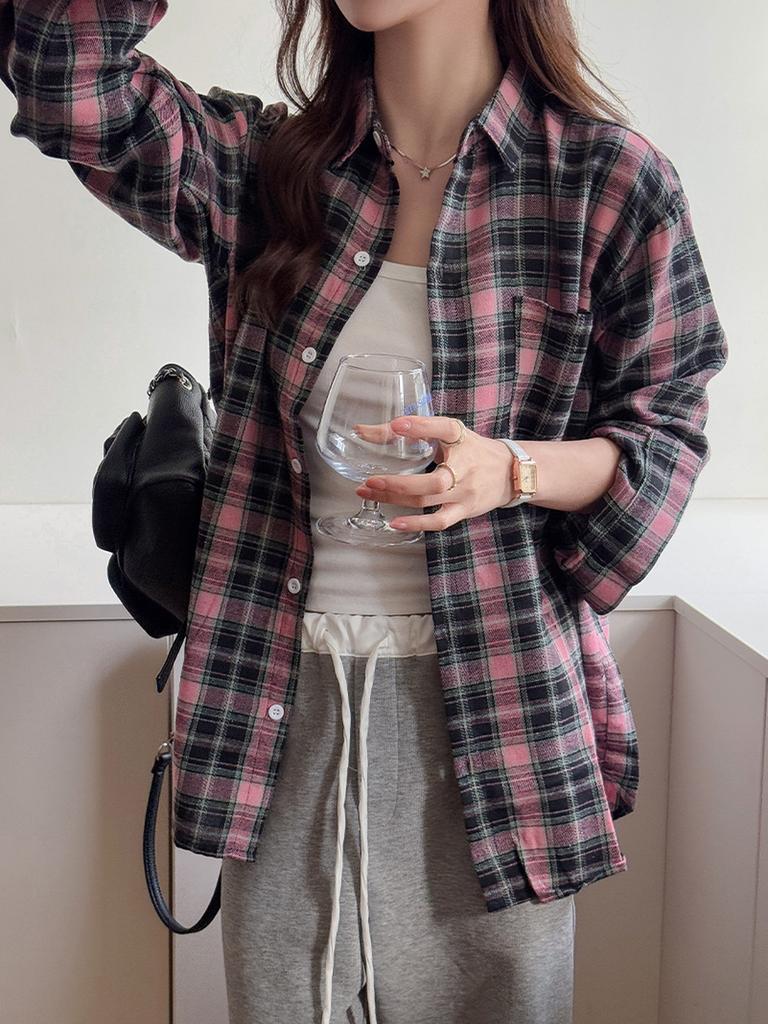 Vintage Loose Casual Shirt Women Autumn New Korean Style Leisure Simple Long Sleeve Outer Wear Sun Protection Top
