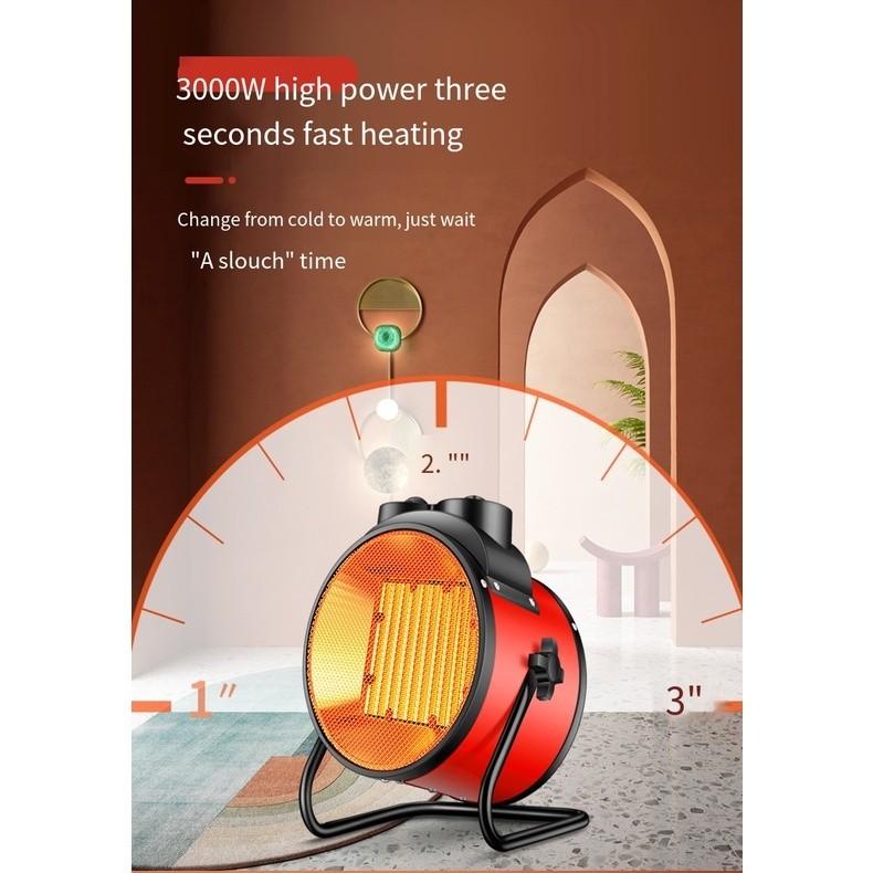 2000W/3000W Ceramic Fan Warmer Industry Portable Ceramic Space Electric Heaters Air Heater Pemanas Kipas Seramik