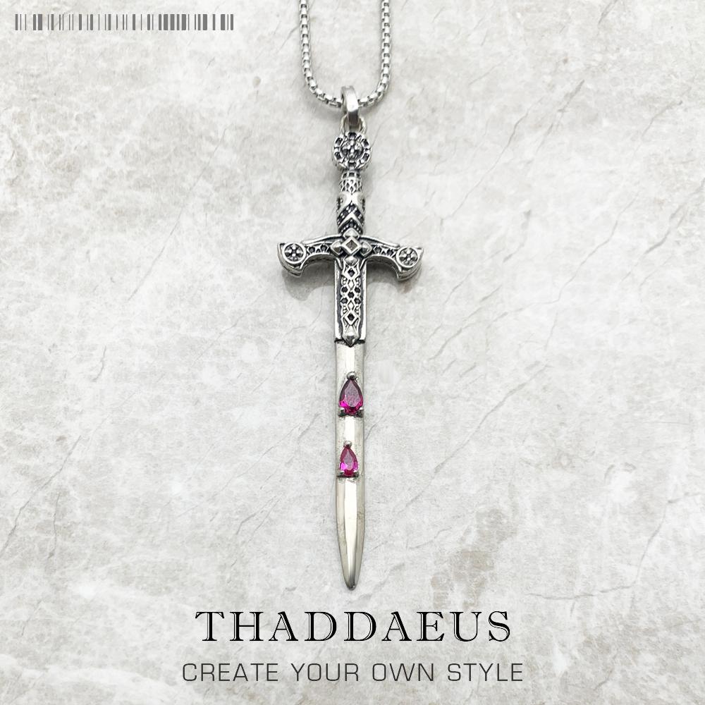 Sword Pendant Link Chain Necklace Summer New Fine Jewelry Europe 925 Silver Vintage Gift For Women Men