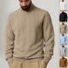 Men's Turtleneck Heavyweight Textured Jacquard Solid Color Warm Sweatshirt Plus Size.