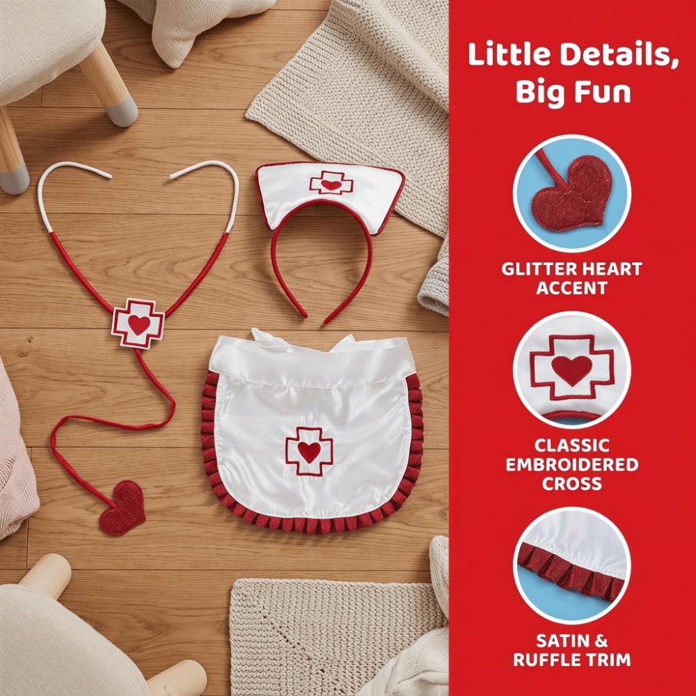 Ruffle Fringe Edge Nurse Costume Accessories Red Cross with Heart Nurse Headband  Halloween Party