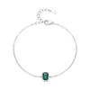 Ailmay 925 Sterling Silver Vintage Green Rectangular Zircon Chain Bracelet for Women Engagement Wedding Anniversary Gift
