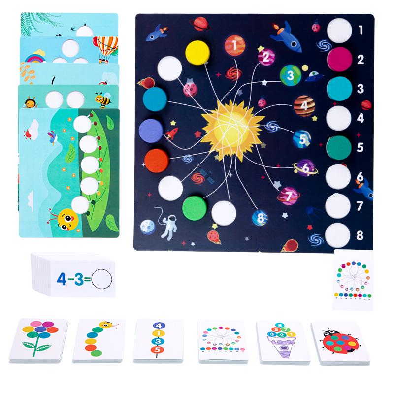 Wooden Arithmetic Blocks: Educational Toys for Toddler Math - Addition, Subtraction, and Matching Cards