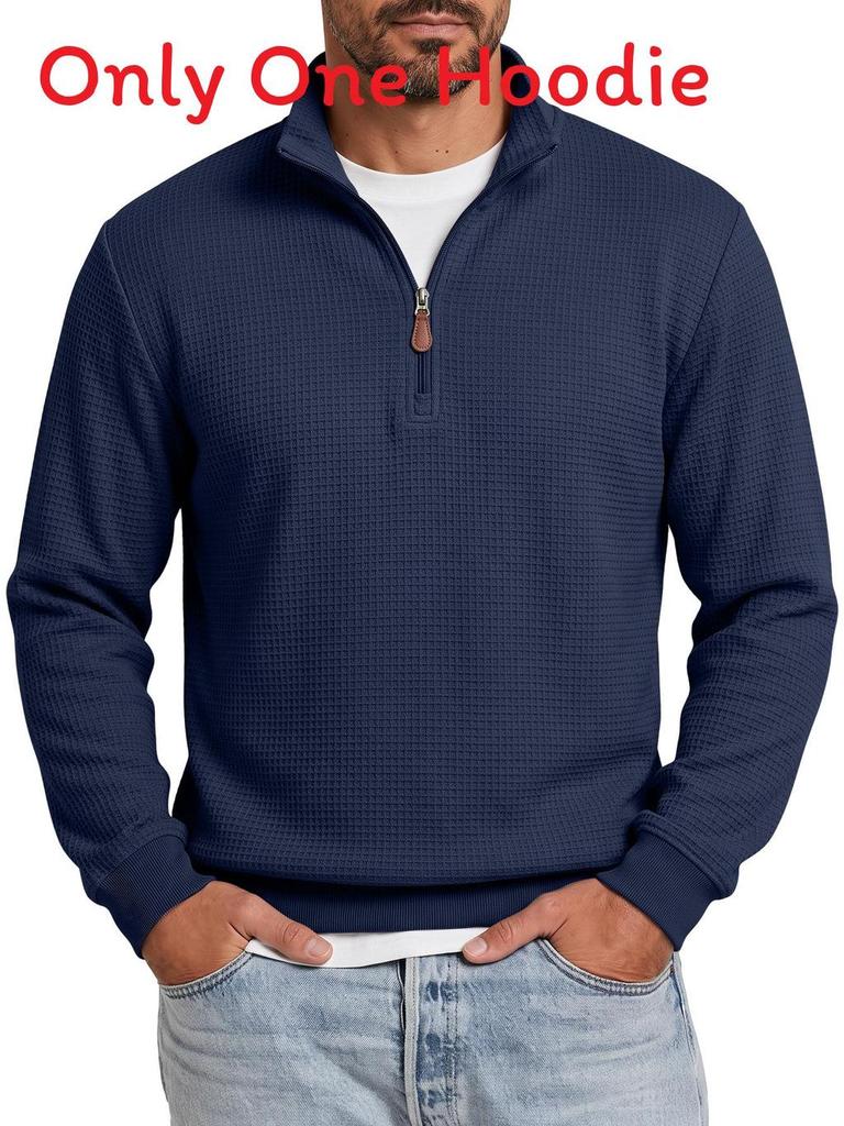 Polyester Pullover mit langen Ärmeln, Rundhalsausschnitt und Reißverschluss für legere Herrenmode