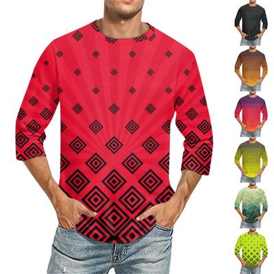 Men'S Round Neck Three-Quarters Sleeve Top Casual Fashion T-Shirt