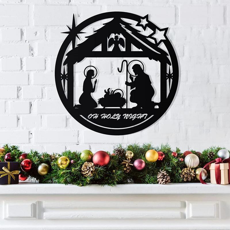 Metal Doğum Sahnesi Noel Demir Doğum Sahnesi Duvar Süsü Rustik Dekorasyon İç Mekan Dış Mekan İsa'nın Doğuşu Duvar Sanatı İçin