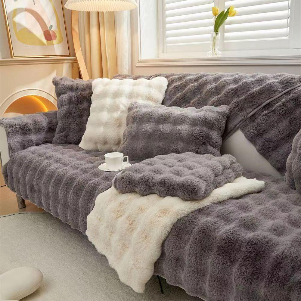 Zimní tlusté plyšové potahy na pohovky do obývacího pokoje, protiskluzové kožené teplé pouzdro na pohovku, polštář na křeslo, potah na pohovku