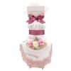 [enicy] Ralph Lauren Diaper Cake, 2-Tiered Gift Set for Baby Showers (Ralph Lauren Girl's Style, Outing Bib, Small Diapers, 13 Pampers)