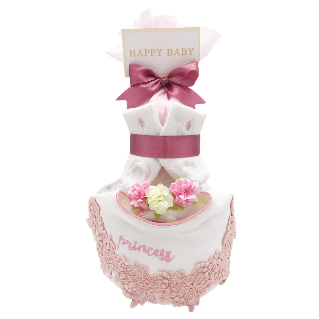 

[enicy] Торт из подгузников Ralph Lauren, двухъярусный подарочный набор для детских праздников (Стиль Ralph Lauren для девочки, Нагрудник для прогулок, Маленькие подгузники, 13 Pampers)