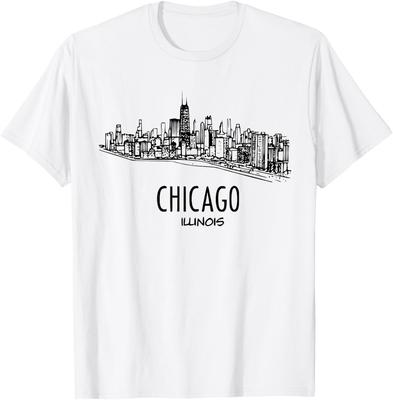 Camiseta Souvenir de Edificios Arquitectónicos del Skyline de Chicago Illinois