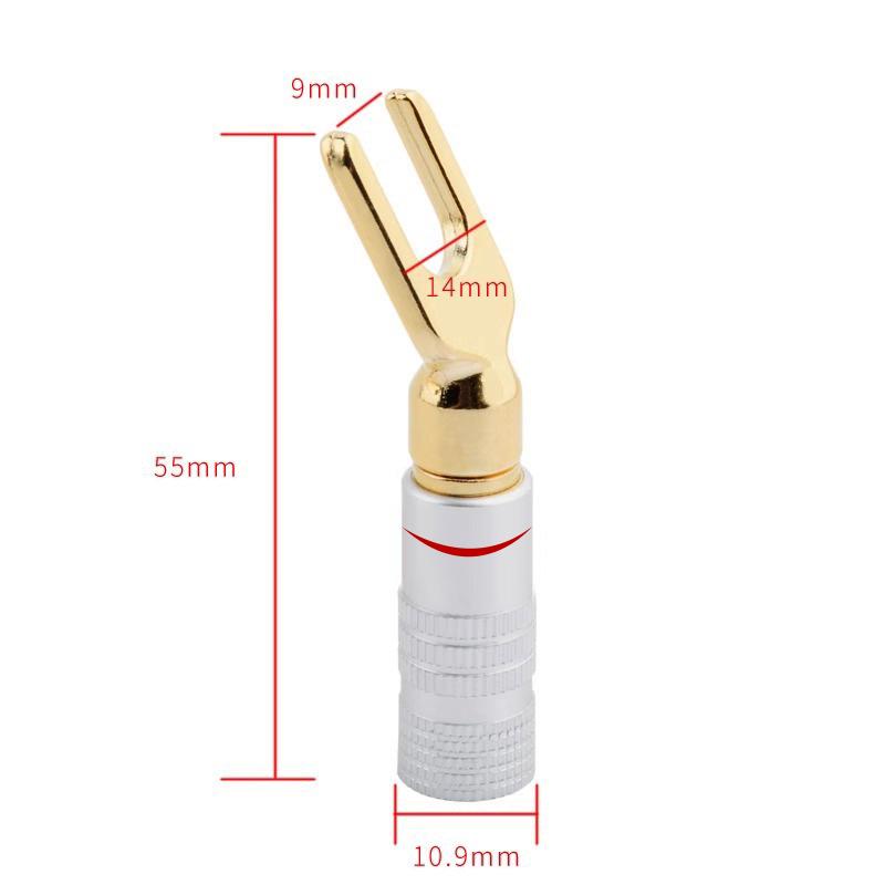 10Pcs Y/ U Type Speaker Banana Plugs Audio Cable Wire Connector Screw Lock Fork Spade Plug Banana Connectors