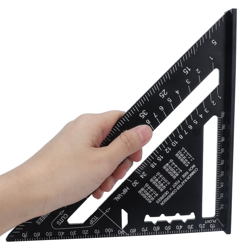 Triangle Ruler 7in Carpenter Square Aluminum Portable Woodworking Measuring Tool for DIY