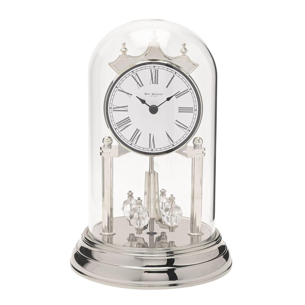 Wm.Widdop Rotating Pendulum Anniversary Clock - Silver