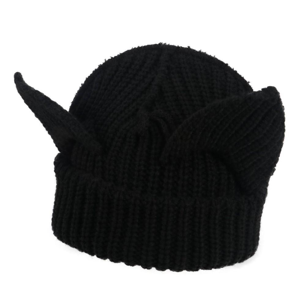 Stretchable Knit Cat Ear Beanie Yarn Striped Beanie Gifts Knitted Beanie Hat  Women and Men