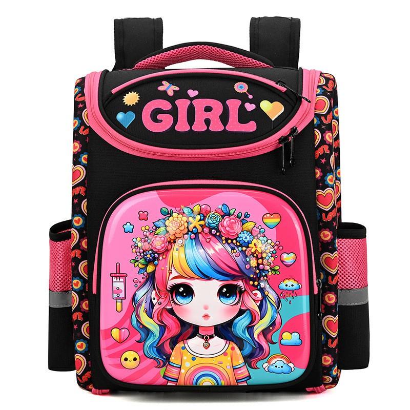 Kids School Backpack Grades 1-2 3D Hardshell Cartoon Design Lightweight Oxford Fabric With Reflective Safety Stripes