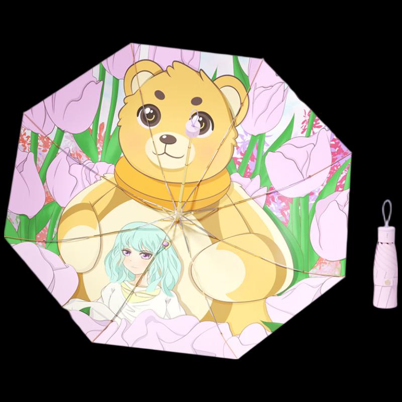 ZUODU ZD157 Cartoon Illustration Five-Fold Sun Umbrella