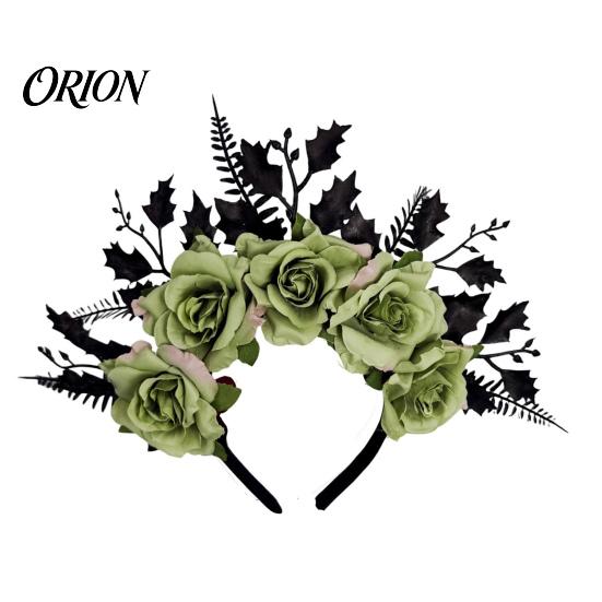 Gothic Hair Accessories for Women Halloween Rose Headband, Flower Leaf Crown Hoops Bands, Black Headband Headpiece Hairband Cosplay Party Dress