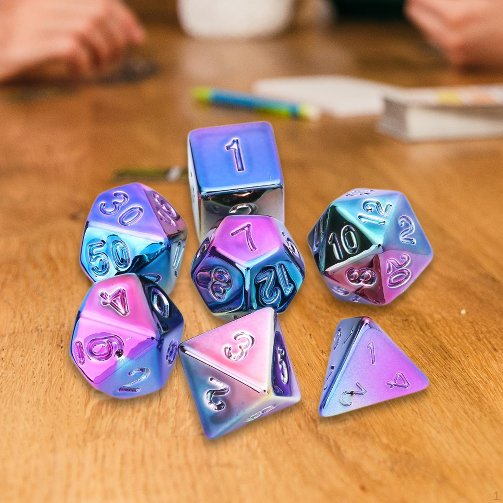 

7 Pieces Acrylic Polyhedral Dices Lightwheigt Dice Games Table Game Violet