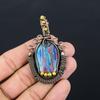 Rainbow Calcilica Gemstone Pure Copper Wire Wrapped Handmade Pendant Jewelry