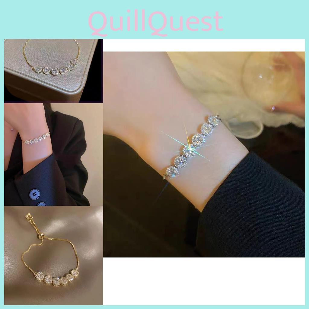 Geometric Modern Design Zircon Bracelet For Women Light Luxury Jewelry Gold