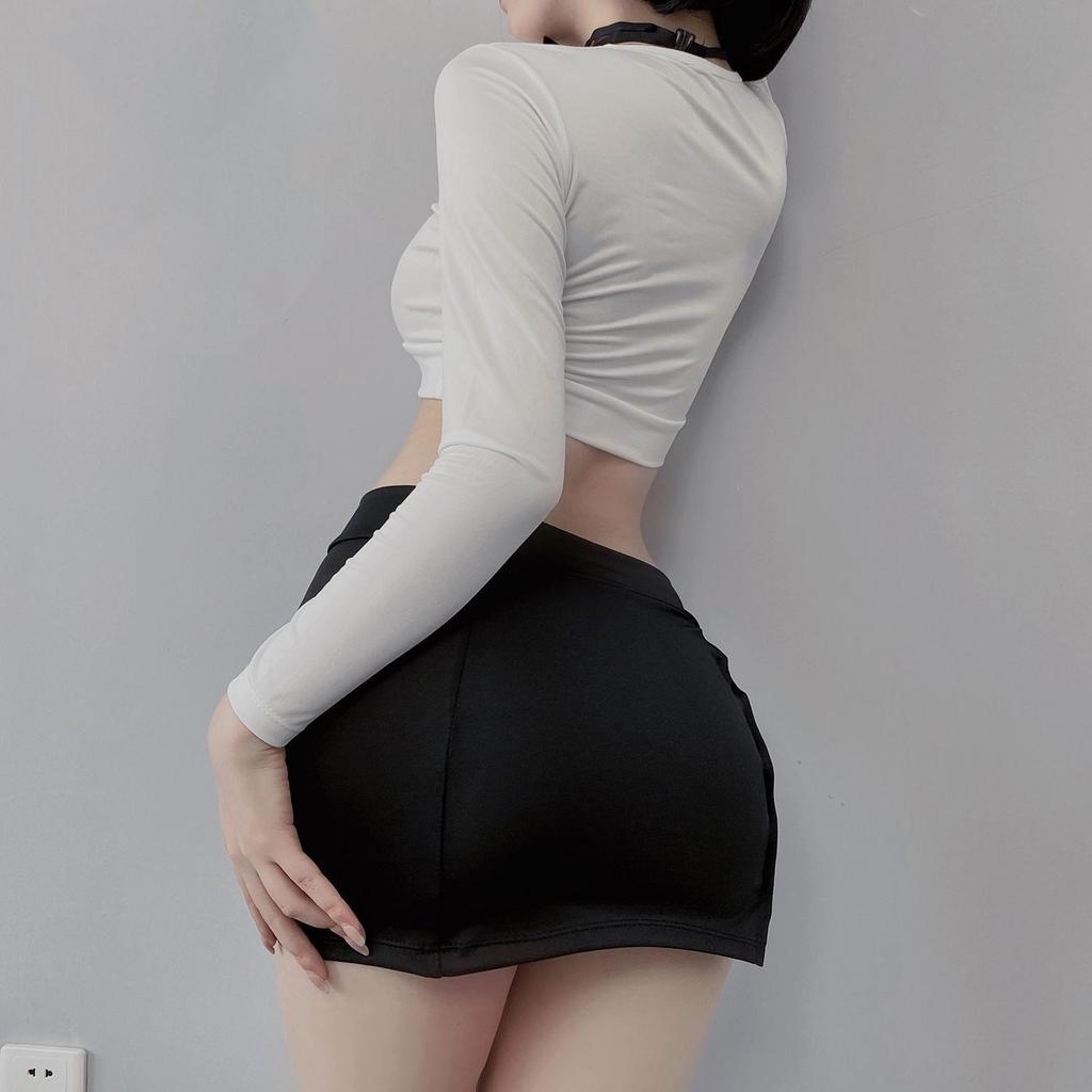 Sexy Lingerie Female Sexy Long Sleeves Small Chest Hip Skirt Secretary Uniform Temptation Nightclub Cosplay Female