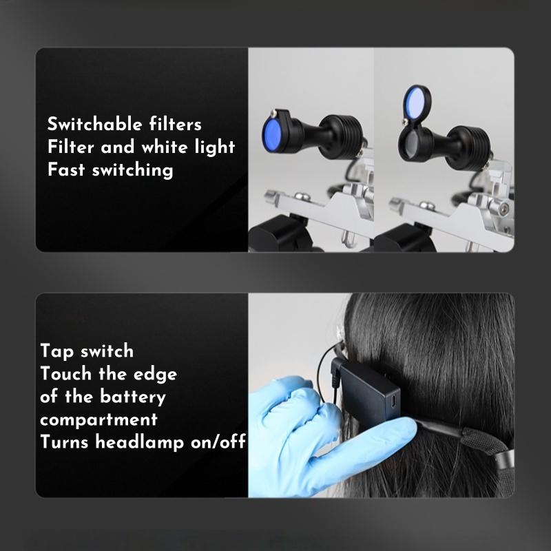 Lupe Dentare Wireless cu Far de 5W Mărire Ajustabilă 3.5-5.5x Ochelari Măritori Chirurgicali