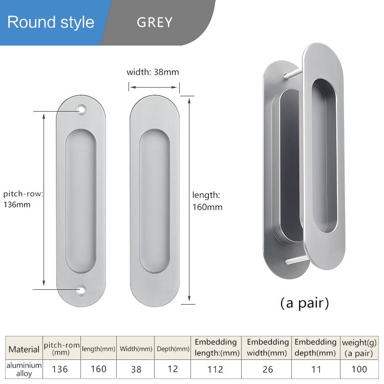 Black Sliding Barn Door Handle Invisible Pull Recessed Handle White Finger Flush Pulls For Closet Pocket Embedded Handle