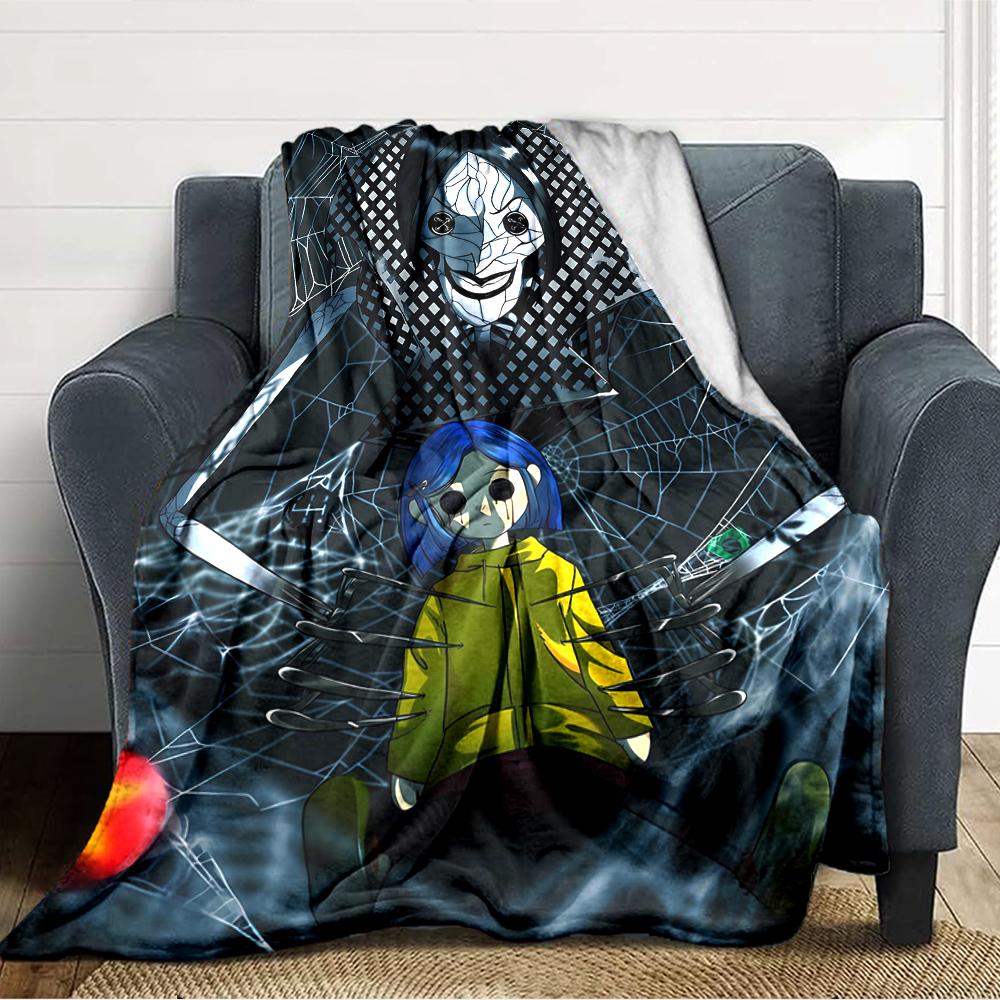 1pc Coraline (2) Blanket, Gift, for Men and Women, Soft Blanket, Good for Sofa Bed Couch Travel, Lightweight Flannel Blanket
