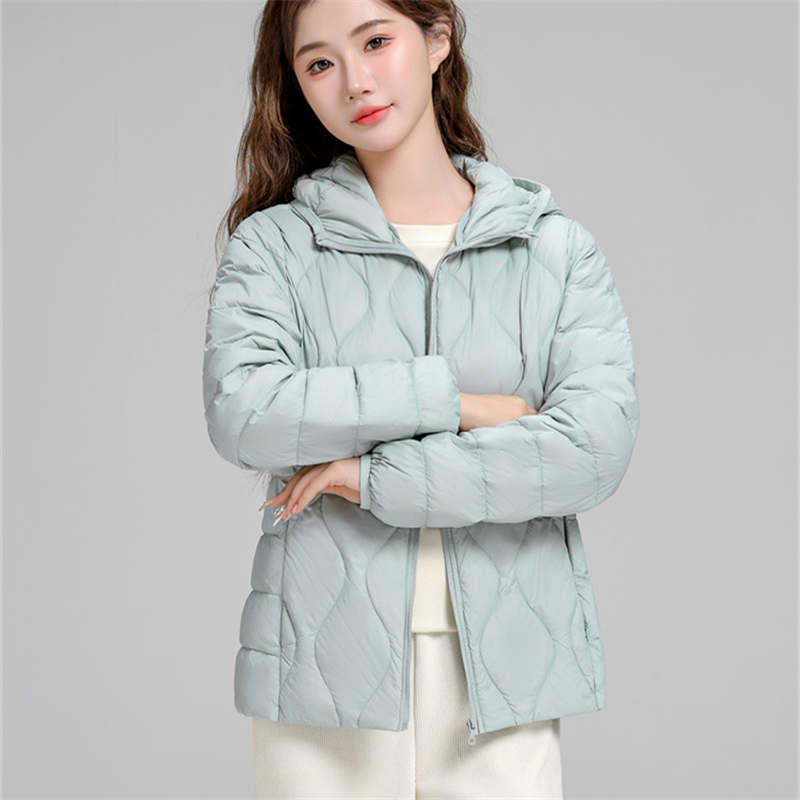 Lightweight Down Jacket Women's Short Hooded Autumn And Winter Slim Fit Versatile Long Sleeved White Duck Down Warm Jacket